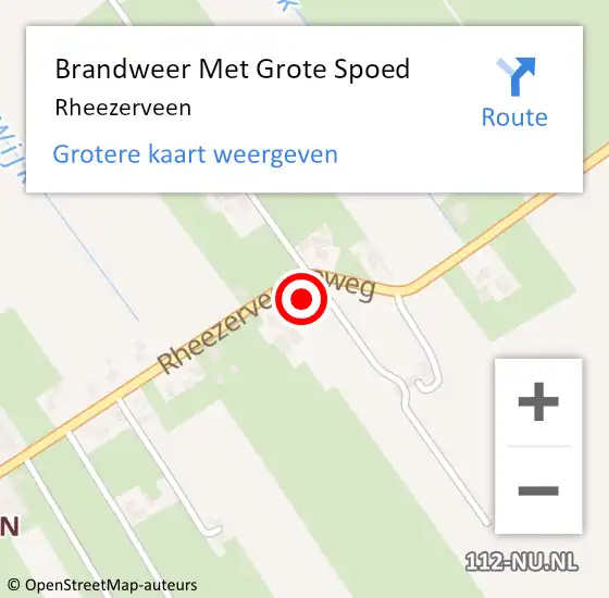 Locatie op kaart van de 112 melding: Brandweer Met Grote Spoed Naar Rheezerveen op 11 april 2022 07:28