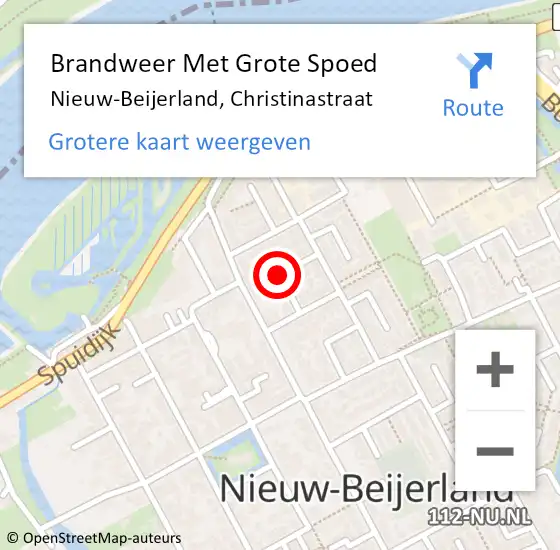 Locatie op kaart van de 112 melding: Brandweer Met Grote Spoed Naar Nieuw-Beijerland, Christinastraat op 11 april 2022 07:52