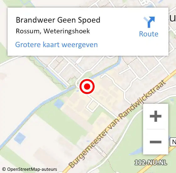 Locatie op kaart van de 112 melding: Brandweer Geen Spoed Naar Rossum, Weteringshoek op 11 april 2022 08:08