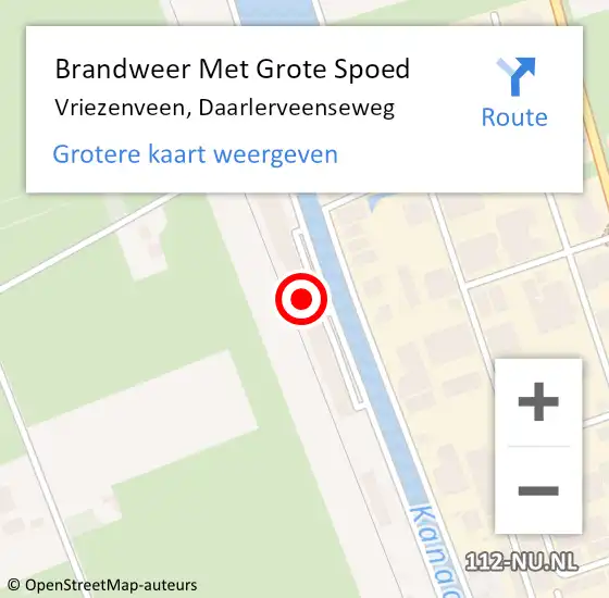 Locatie op kaart van de 112 melding: Brandweer Met Grote Spoed Naar Vriezenveen, Daarlerveenseweg op 14 juli 2014 05:22