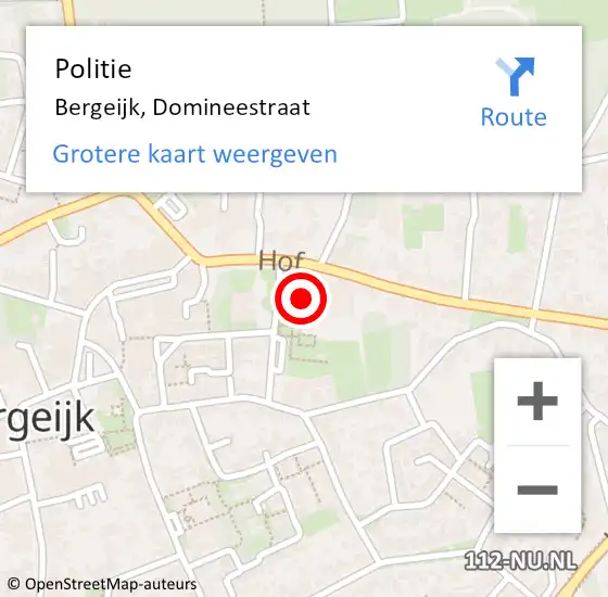 Locatie op kaart van de 112 melding: Politie Bergeijk, Domineestraat op 11 april 2022 08:22