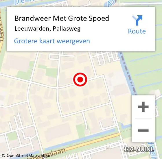 Locatie op kaart van de 112 melding: Brandweer Met Grote Spoed Naar Leeuwarden, Pallasweg op 11 april 2022 08:24