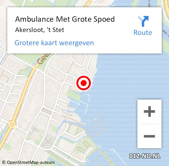 Locatie op kaart van de 112 melding: Ambulance Met Grote Spoed Naar Akersloot, 't Stet op 11 april 2022 08:38