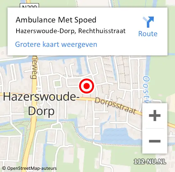 Locatie op kaart van de 112 melding: Ambulance Met Spoed Naar Hazerswoude-Dorp, Rechthuisstraat op 11 april 2022 09:01