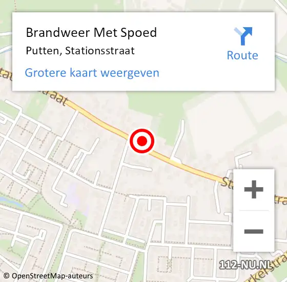 Locatie op kaart van de 112 melding: Brandweer Met Spoed Naar Putten, Stationsstraat op 11 april 2022 09:14