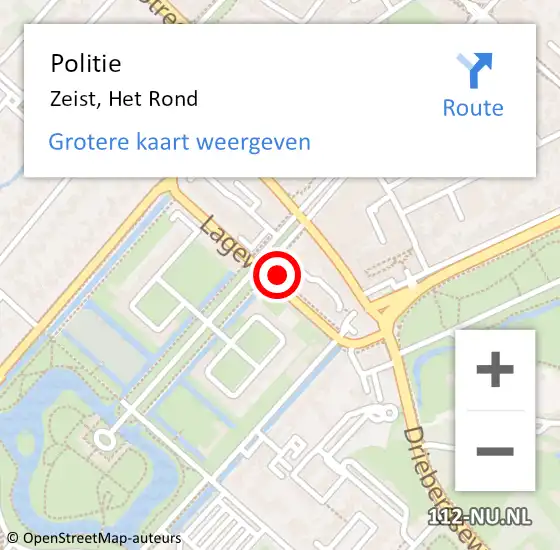 Locatie op kaart van de 112 melding: Politie Zeist, Het Rond op 11 april 2022 09:23