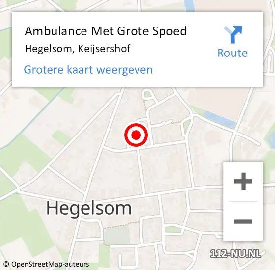 Locatie op kaart van de 112 melding: Ambulance Met Grote Spoed Naar Hegelsom, Keijsershof op 14 juli 2014 06:00