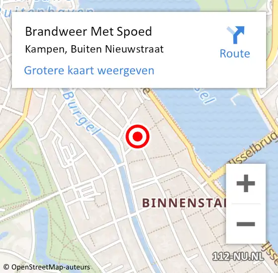 Locatie op kaart van de 112 melding: Brandweer Met Spoed Naar Kampen, Buiten Nieuwstraat op 11 april 2022 10:03