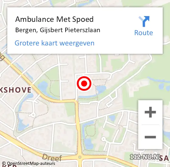 Locatie op kaart van de 112 melding: Ambulance Met Spoed Naar Bergen, Gijsbert Pieterszlaan op 11 april 2022 10:16