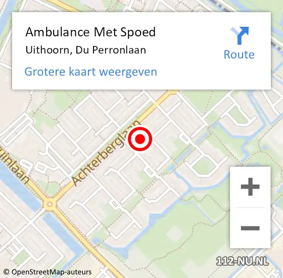 Locatie op kaart van de 112 melding: Ambulance Met Spoed Naar Uithoorn, Du Perronlaan op 11 april 2022 10:40