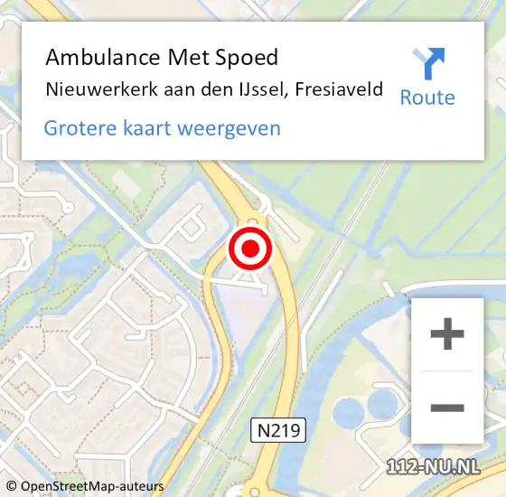 Locatie op kaart van de 112 melding: Ambulance Met Spoed Naar Nieuwerkerk aan den IJssel, Fresiaveld op 11 april 2022 10:58