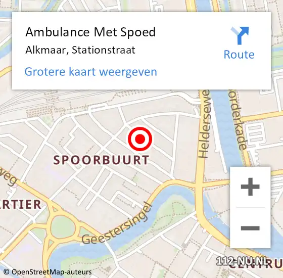 Locatie op kaart van de 112 melding: Ambulance Met Spoed Naar Alkmaar, Stationstraat op 11 april 2022 11:01