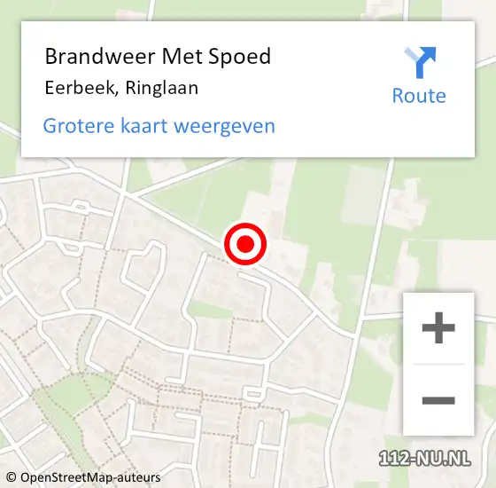 Locatie op kaart van de 112 melding: Brandweer Met Spoed Naar Eerbeek, Ringlaan op 11 april 2022 11:02