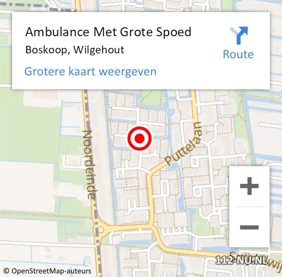 Locatie op kaart van de 112 melding: Ambulance Met Grote Spoed Naar Boskoop, Wilgehout op 11 april 2022 11:18