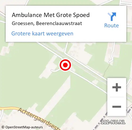 Locatie op kaart van de 112 melding: Ambulance Met Grote Spoed Naar Groessen, Beerenclaauwstraat op 11 april 2022 11:23