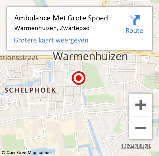 Locatie op kaart van de 112 melding: Ambulance Met Grote Spoed Naar Warmenhuizen, Zwartepad op 11 april 2022 11:31