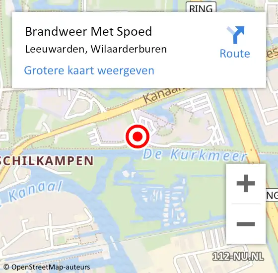 Locatie op kaart van de 112 melding: Brandweer Met Spoed Naar Leeuwarden, Wilaarderburen op 14 juli 2014 06:46