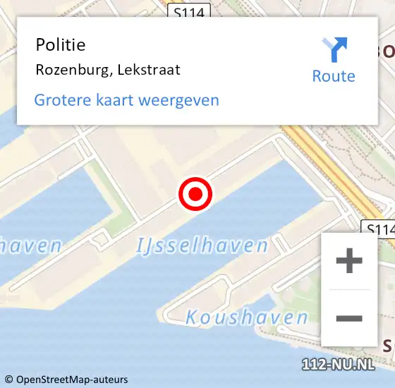 Locatie op kaart van de 112 melding: Politie Rozenburg, Lekstraat op 11 april 2022 11:39