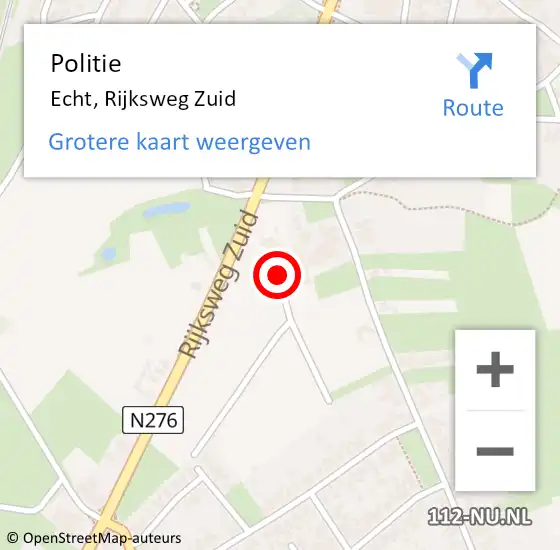 Locatie op kaart van de 112 melding: Politie Echt, Rijksweg Zuid op 11 april 2022 11:46