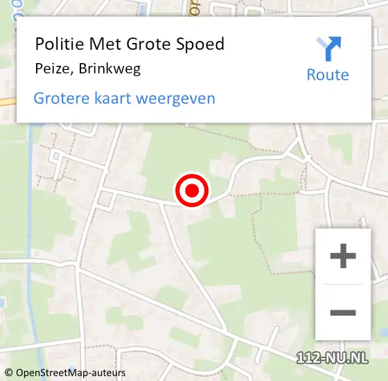 Locatie op kaart van de 112 melding: Politie Met Grote Spoed Naar Peize, Brinkweg op 11 april 2022 11:51