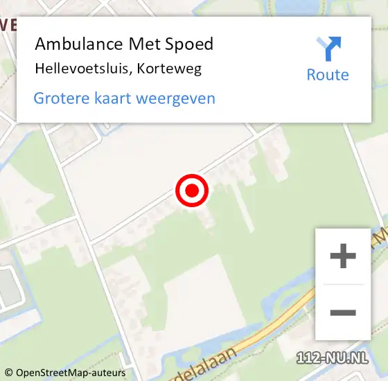 Locatie op kaart van de 112 melding: Ambulance Met Spoed Naar Hellevoetsluis, Korteweg op 11 april 2022 12:07