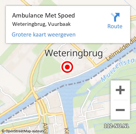 Locatie op kaart van de 112 melding: Ambulance Met Spoed Naar Weteringbrug, Vuurbaak op 11 april 2022 12:08