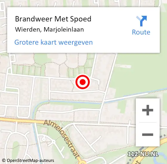 Locatie op kaart van de 112 melding: Brandweer Met Spoed Naar Wierden, Marjoleinlaan op 11 april 2022 12:09