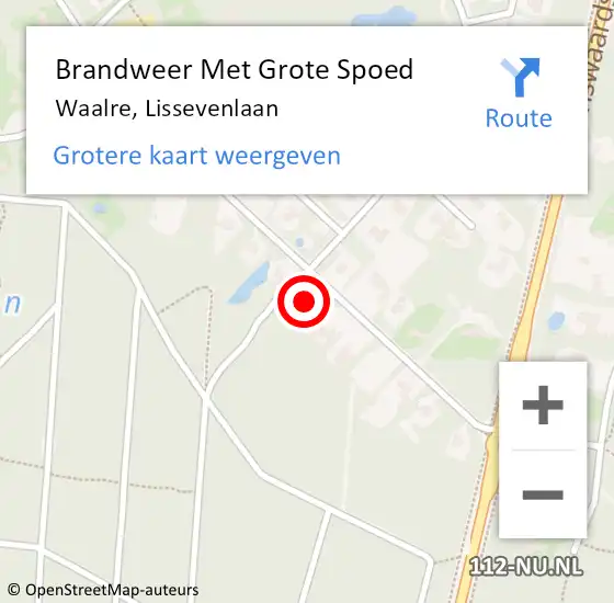 Locatie op kaart van de 112 melding: Brandweer Met Grote Spoed Naar Waalre, Lissevenlaan op 11 april 2022 12:14