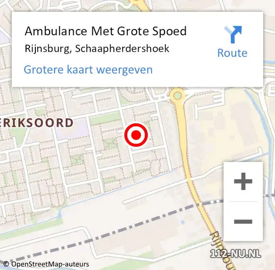 Locatie op kaart van de 112 melding: Ambulance Met Grote Spoed Naar Rijnsburg, Schaapherdershoek op 11 april 2022 12:15