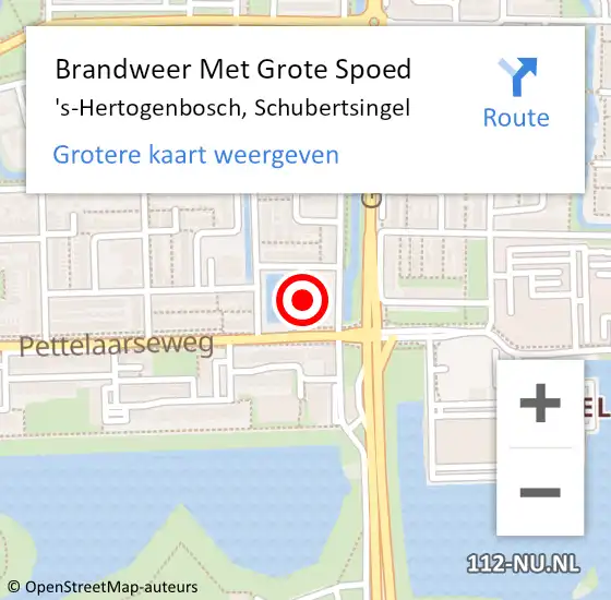 Locatie op kaart van de 112 melding: Brandweer Met Grote Spoed Naar 's-Hertogenbosch, Schubertsingel op 11 april 2022 12:18