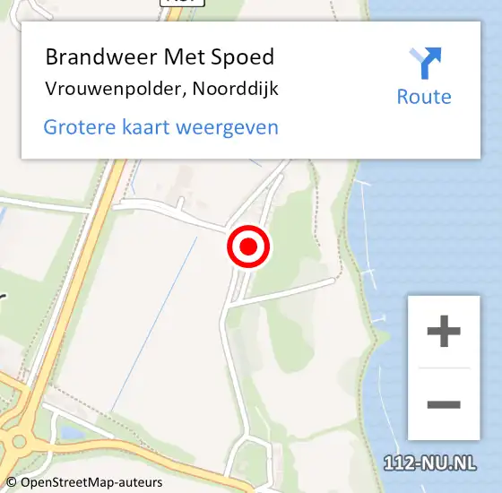 Locatie op kaart van de 112 melding: Brandweer Met Spoed Naar Vrouwenpolder, Noorddijk op 11 april 2022 12:22