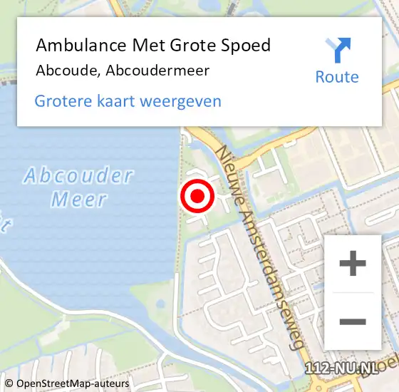 Locatie op kaart van de 112 melding: Ambulance Met Grote Spoed Naar Abcoude, Abcoudermeer op 11 april 2022 12:30