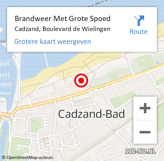 Locatie op kaart van de 112 melding: Brandweer Met Grote Spoed Naar Cadzand, Boulevard de Wielingen op 11 april 2022 12:37