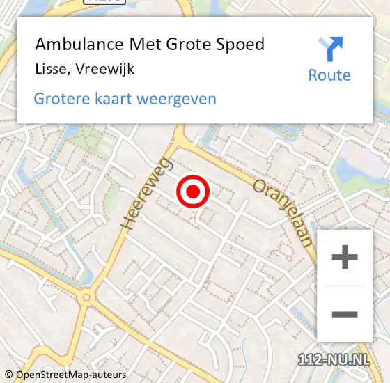 Locatie op kaart van de 112 melding: Ambulance Met Grote Spoed Naar Lisse, Vreewijk op 11 april 2022 12:38