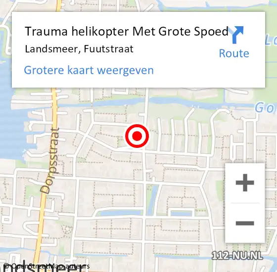 Locatie op kaart van de 112 melding: Trauma helikopter Met Grote Spoed Naar Landsmeer, Fuutstraat op 11 april 2022 12:47