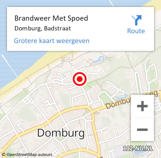 Locatie op kaart van de 112 melding: Brandweer Met Spoed Naar Domburg, Badstraat op 11 april 2022 13:08