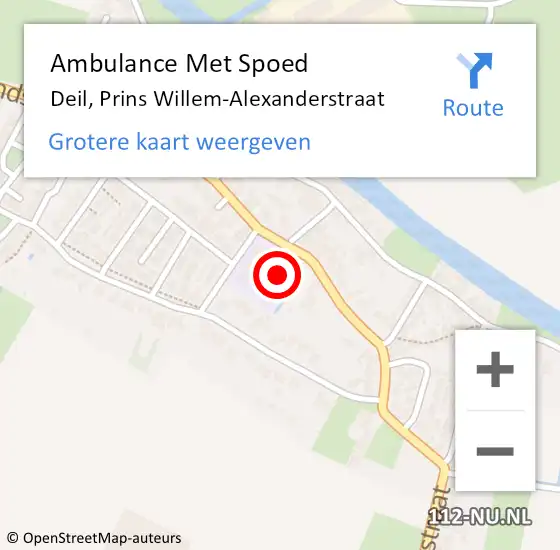 Locatie op kaart van de 112 melding: Ambulance Met Spoed Naar Deil, Prins Willem-Alexanderstraat op 11 april 2022 13:08