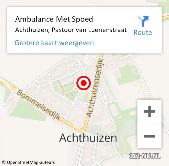 Locatie op kaart van de 112 melding: Ambulance Met Spoed Naar Achthuizen, Pastoor van Luenenstraat op 11 april 2022 13:20