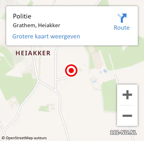 Locatie op kaart van de 112 melding: Politie Grathem, Heiakker op 11 april 2022 13:27