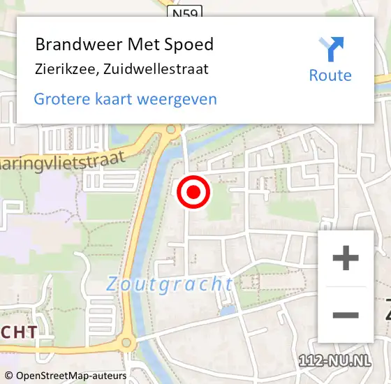 Locatie op kaart van de 112 melding: Brandweer Met Spoed Naar Zierikzee, Zuidwellestraat op 11 april 2022 13:31