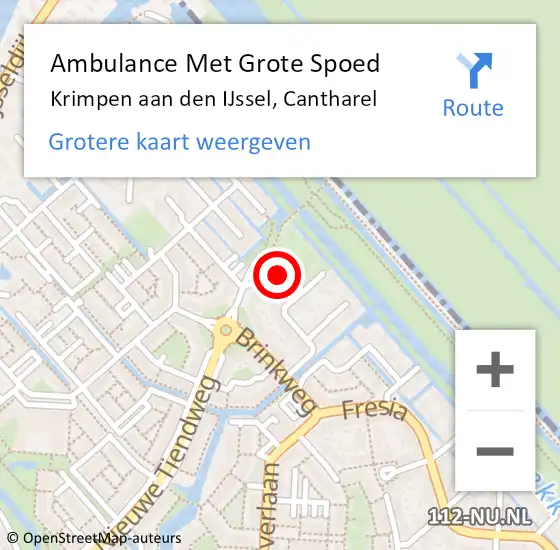 Locatie op kaart van de 112 melding: Ambulance Met Grote Spoed Naar Krimpen aan den IJssel, Cantharel op 11 april 2022 13:34