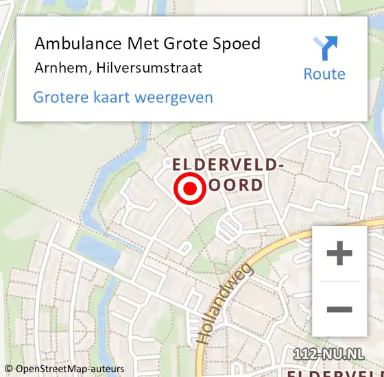 Locatie op kaart van de 112 melding: Ambulance Met Grote Spoed Naar Arnhem, Hilversumstraat op 11 april 2022 13:42