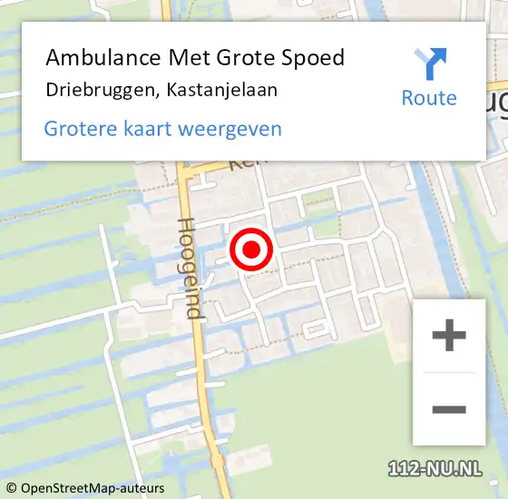 Locatie op kaart van de 112 melding: Ambulance Met Grote Spoed Naar Driebruggen, Kastanjelaan op 11 april 2022 13:42