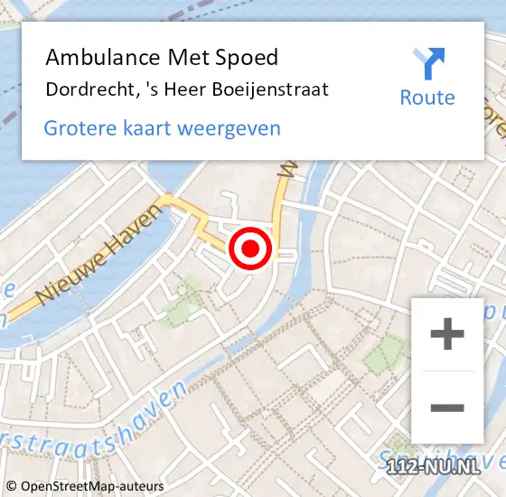 Locatie op kaart van de 112 melding: Ambulance Met Spoed Naar Dordrecht, 's Heer Boeijenstraat op 11 april 2022 13:45