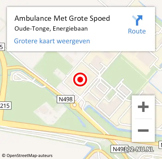Locatie op kaart van de 112 melding: Ambulance Met Grote Spoed Naar Oude-Tonge, Energiebaan op 11 april 2022 13:50