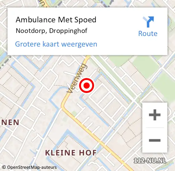 Locatie op kaart van de 112 melding: Ambulance Met Spoed Naar Nootdorp, Droppinghof op 11 april 2022 13:58