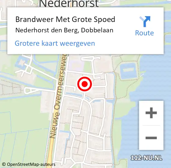 Locatie op kaart van de 112 melding: Brandweer Met Grote Spoed Naar Nederhorst den Berg, Dobbelaan op 11 april 2022 14:13