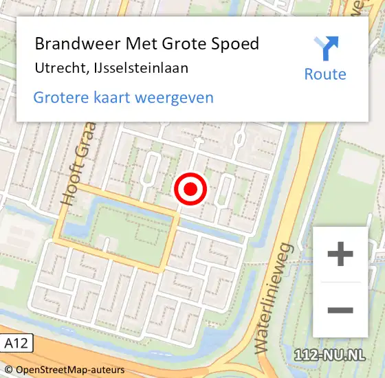 Locatie op kaart van de 112 melding: Brandweer Met Grote Spoed Naar Utrecht, IJsselsteinlaan op 11 april 2022 14:19