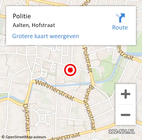 Locatie op kaart van de 112 melding: Politie Aalten, Hofstraat op 11 april 2022 14:26