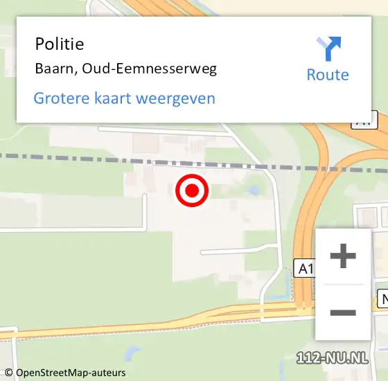 Locatie op kaart van de 112 melding: Politie Baarn, Oud-Eemnesserweg op 11 april 2022 14:27